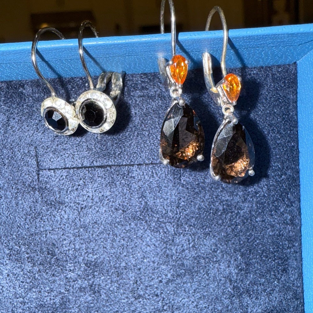 Elegant Purple and Orange Teardrop Earrings